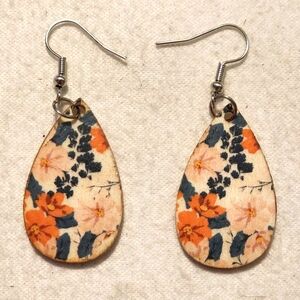 Hand Crafted printed wood lightweight earrings